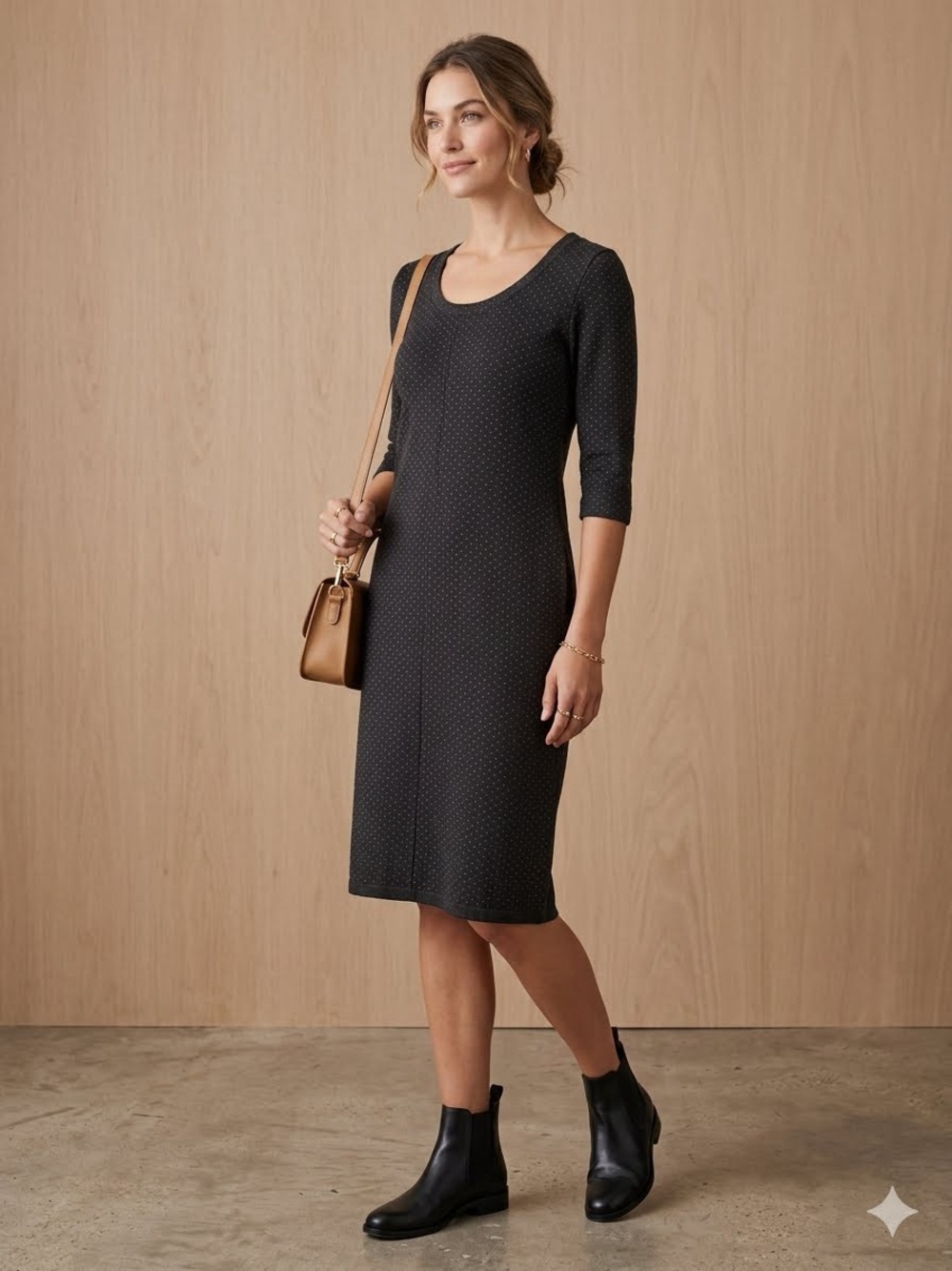Women’s Black Dot-Print Midi Dress by Sonnet James